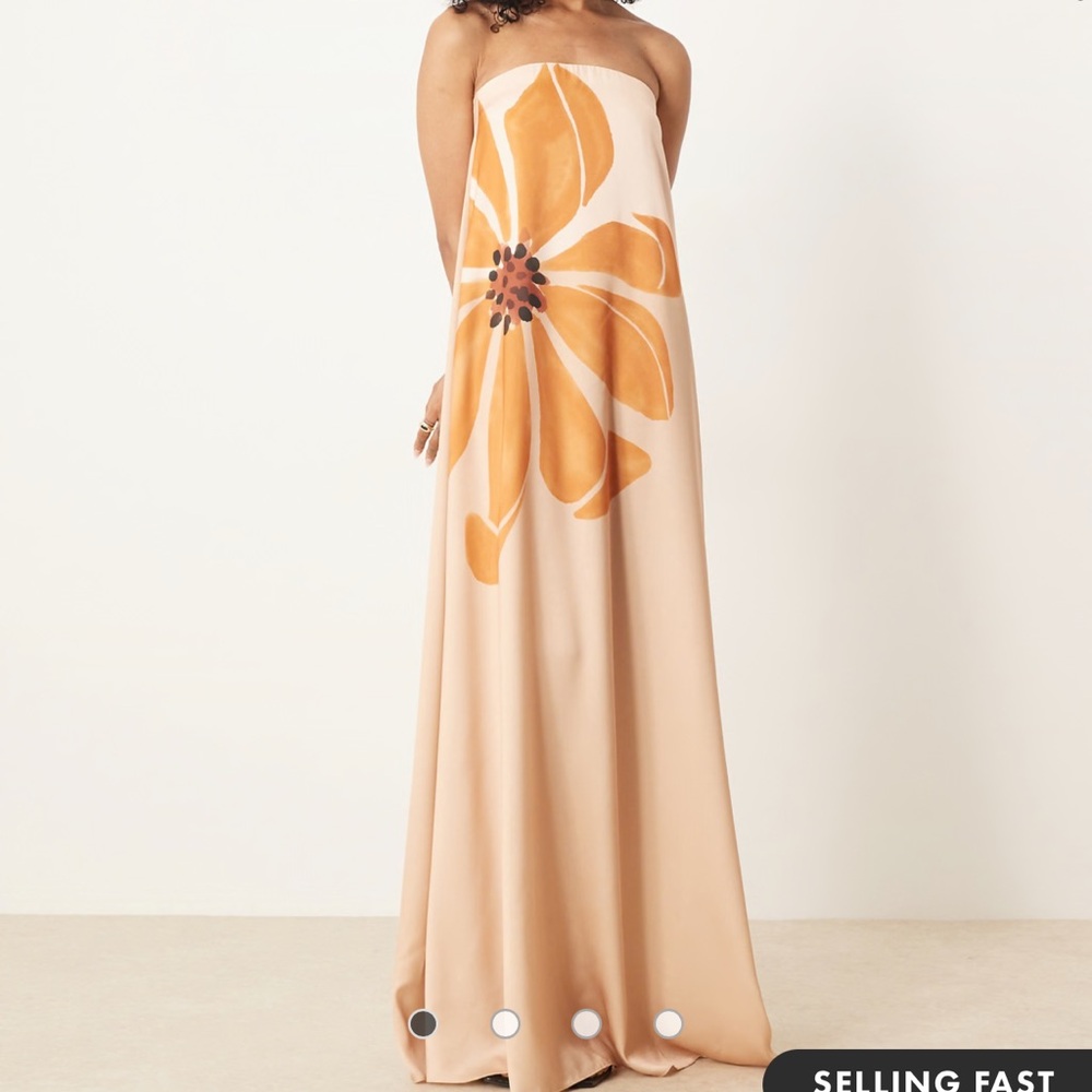 ASOS DESIGN bandeau trapeze satin maxi dress
